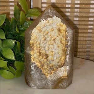 Crystal Geode with Yellow and Brown Accents